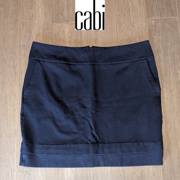 CAbi, Double Layer Knit Mini Skirt, Navy Blue, Sz 16 - Picture 1 of 9